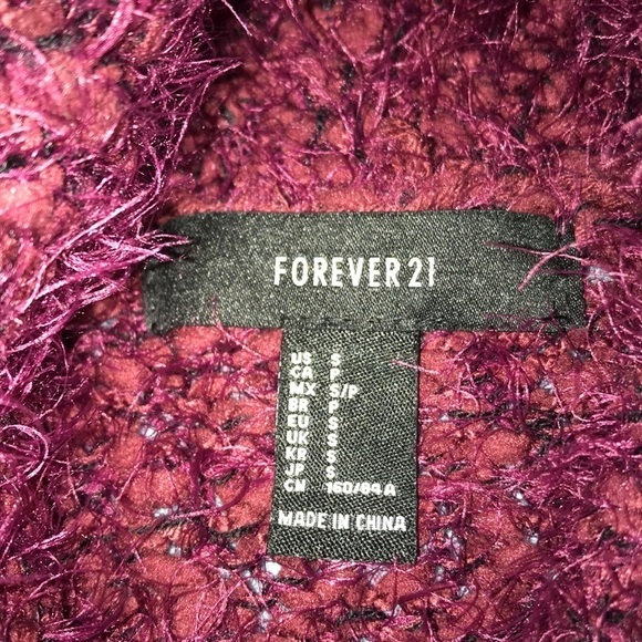 𝅺FOREVER 21 Burgundy Sweater Cardigan size S - Picture 6 of 7